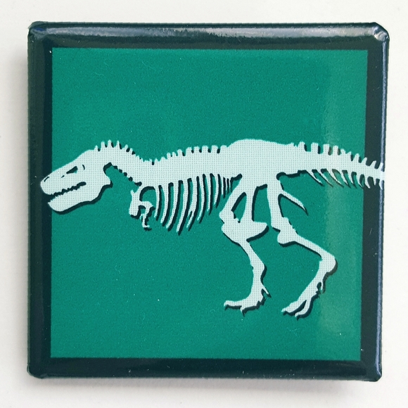American Museum of Natural History Metal Square T Rex Dinosaur Bones Pin Geology - Picture 1 of 5